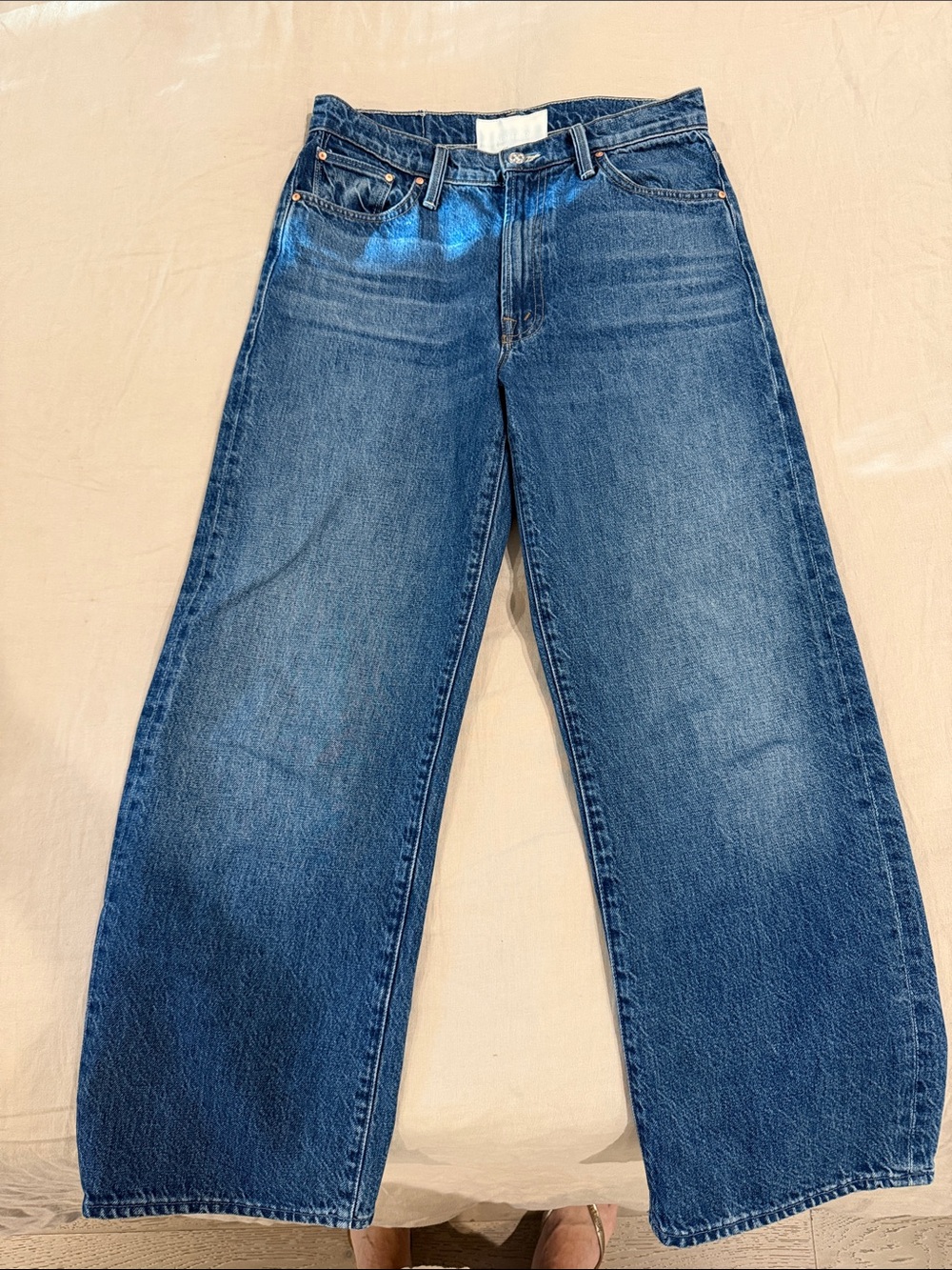Mother Dodger Ankle Wide-Leg Blue Denim Jeans